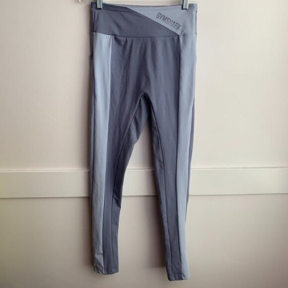 Gymshark Two Toned Blue Color Block Leggings - Picture 1 of 8